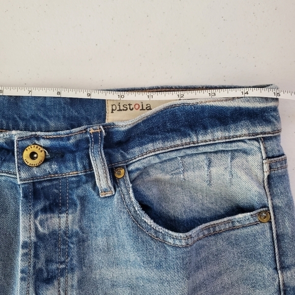 PISTOLA 30 Charlie Jeans Button fly high rise 2-tone Distressed Straight leg Raw - Picture 10 of 11